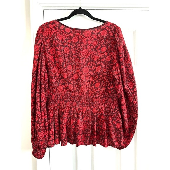 KNOX ROSE Peasant Boho Floral Metallic Embroidered Smocked Back Blouse - Sz XXL - Picture 6 of 8